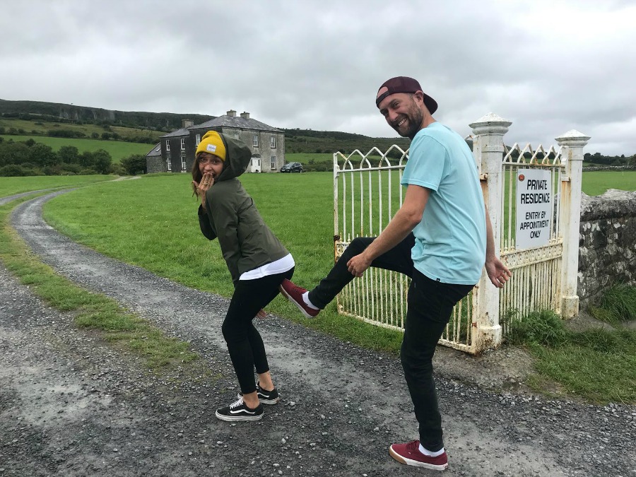 Fr Simon kicking Bishop Ele up the arse outside Father Ted's house!