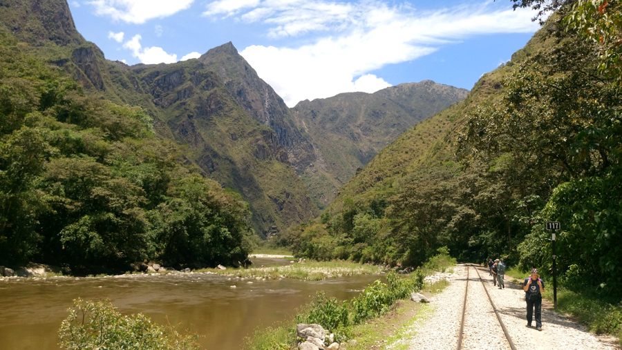 Walking Train line Machu Picchu