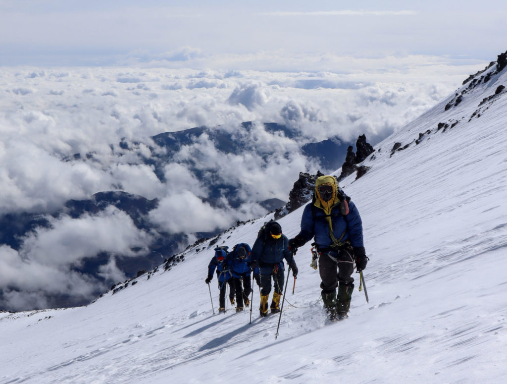 Marks team heading for the summit of Mount Elbrus in glorious conditions. 