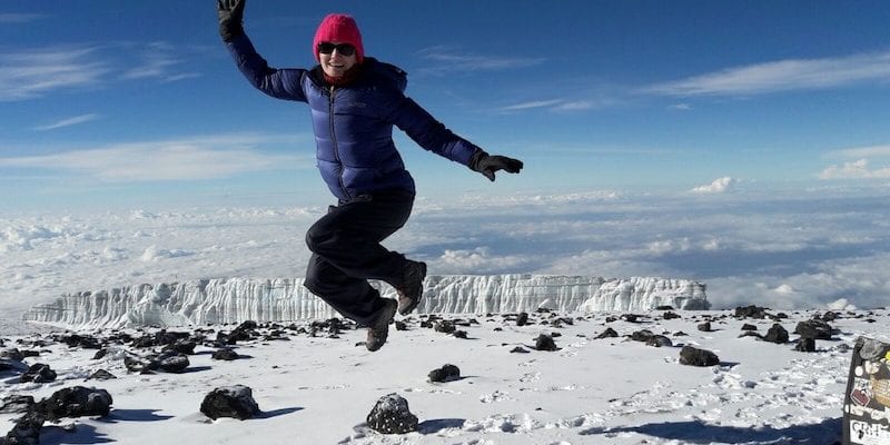 Jumping at the top of Kilimanjaro, Earth's Edge