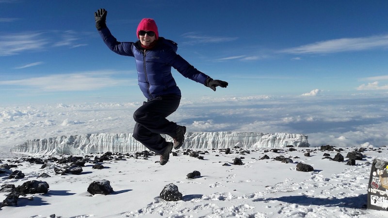 Jumping at the top of Kilimanjaro, Earth's Edge